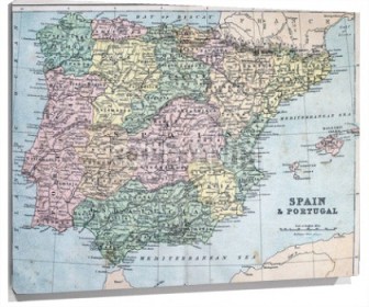 Lienzo Mapa politico Espana en ingles